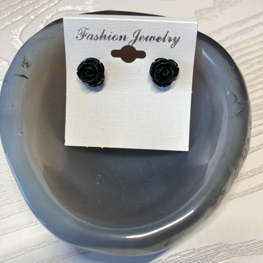 Black Flower Earrings